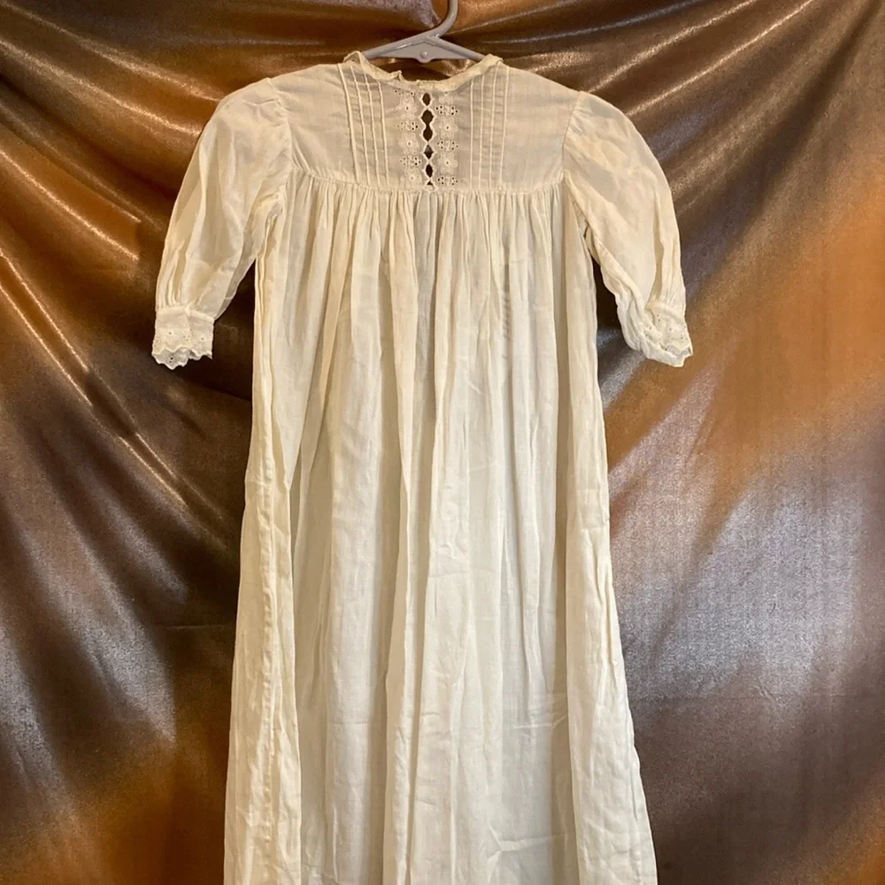 Vintage 2t- 3t‎ Ivory Lace Nightgown linen long 1930’s box P